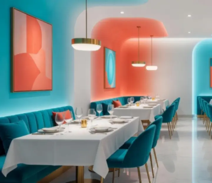 Moderní interiér casino restaurace Cezia Club